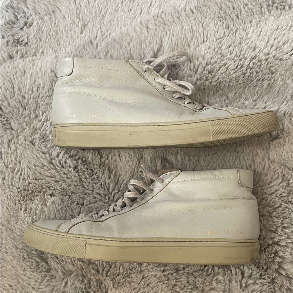 Men's Common Projects Gray High-Top Leather Sneakers 42